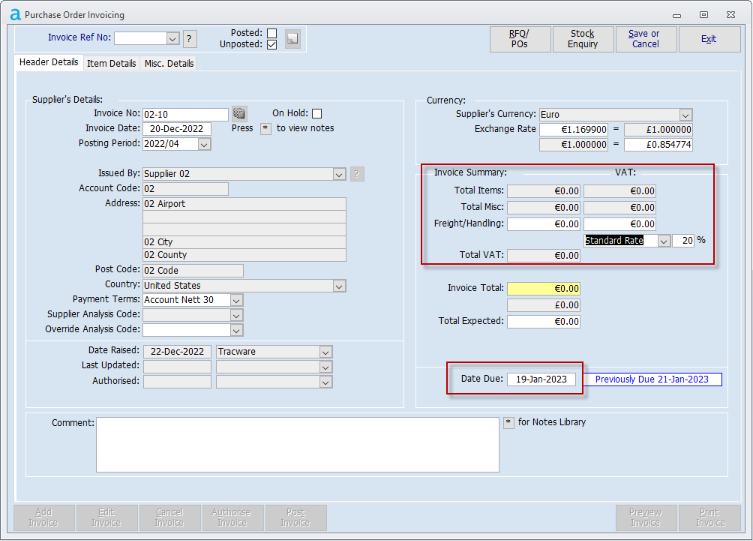 Purchase Invoicing - Stock Orders
