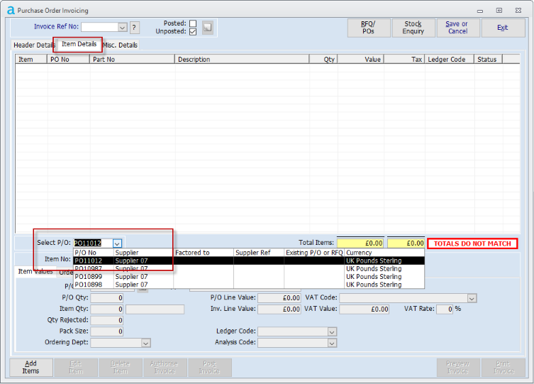 Purchase Invoicing - Service Orders