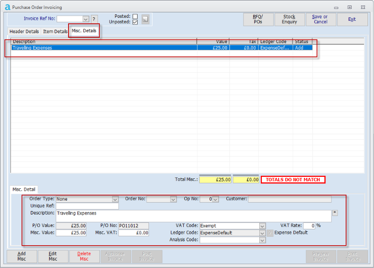 Purchase Invoicing - Service Orders