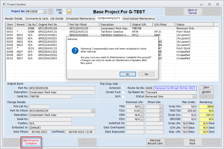 Project Updates - With Maintenance Instruction