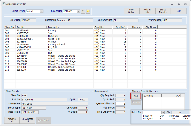 Edit Allocations By Order
