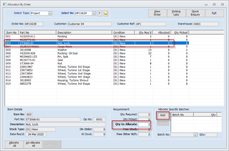 Edit Allocations By Order