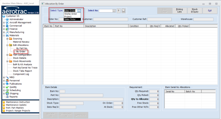 Edit Allocations By Order