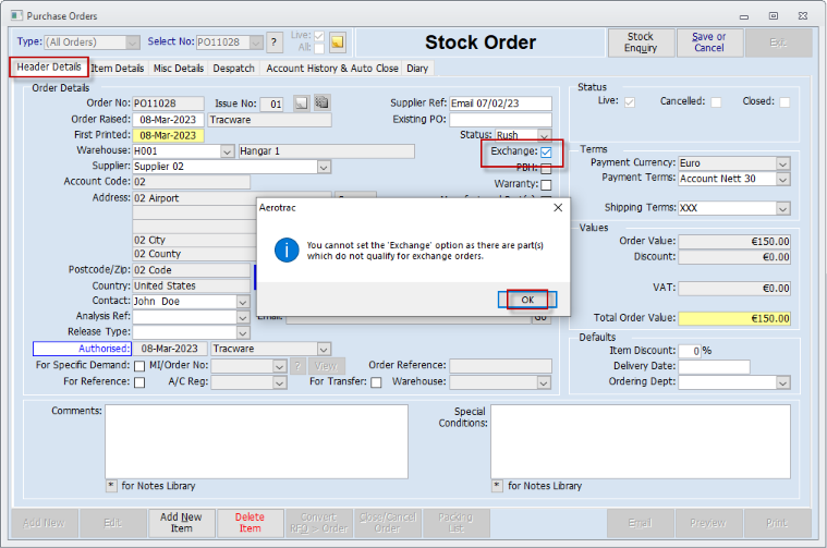 Purchase Order (Stock)