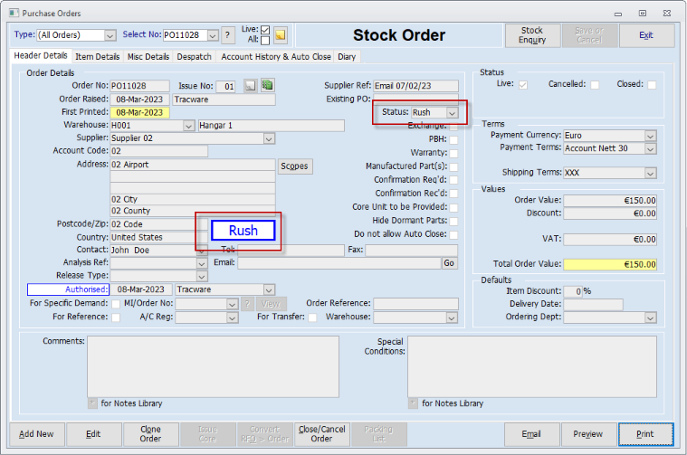 Purchase Order (Stock)