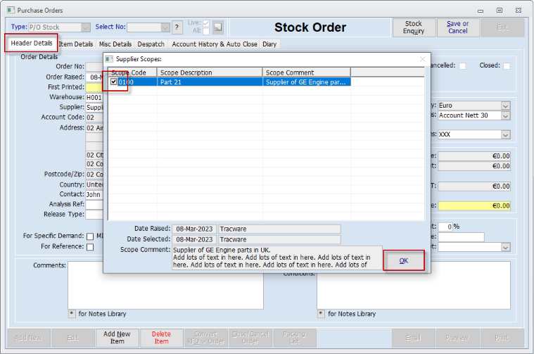 Purchase Order (Stock)