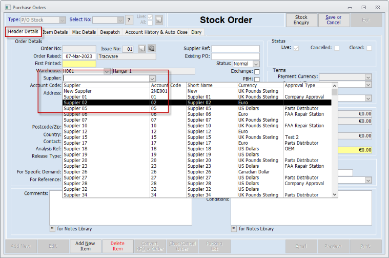 Purchase Order (Stock)