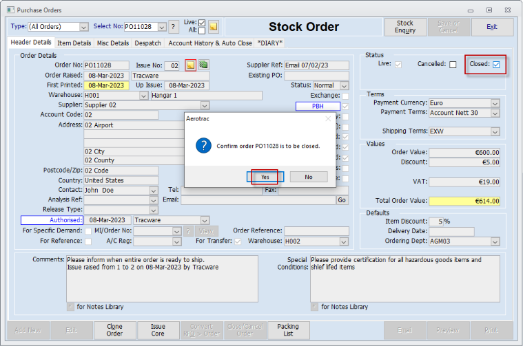 Purchase Order (Stock)